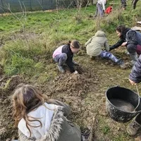 Sensibils'haie, plantation avec les élèves de Goudourville, Association Campagnes Vivantes 82