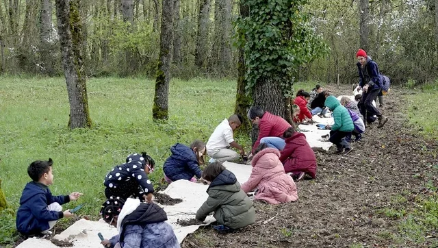 Plantation d'une haie champêtre avec les élèves de Caussade, Association Campagnes Vivantes 82, crédit photo Jean-Marc Barloy DDM