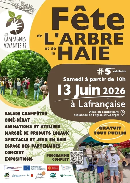 Fête de l'Arbre et de la Haie 2026, Lafrançaise, Association Campagnes Vivantes 82