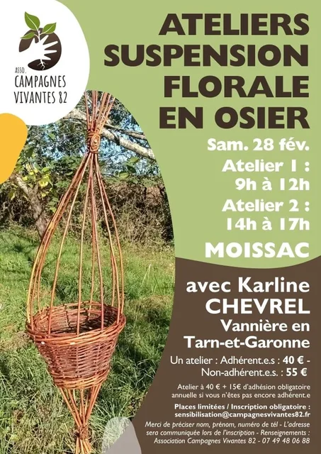 Atelier Suspension florale en osier par l'Association Campagnes Vivantes 82