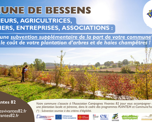 Bessens, aide financière pour la plantation d'arbres et de haies champêtres, Association Campagnes Vivantes 82