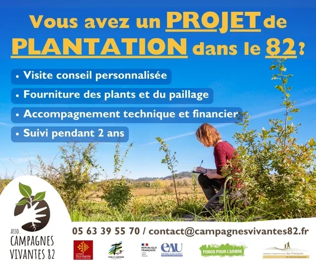 Accompagnement à la plantation d'arbres et de haies champêtres en Tarn-et-Garonne