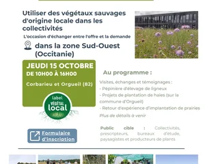 Journée Végétal Local, Jeudi 15 octobre 2026 à Corbarieu et Orgueil (82).