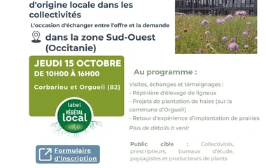 Journée Végétal Local, Jeudi 15 octobre 2026 à Corbarieu et Orgueil (82).