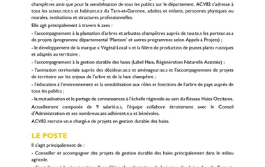recrutement, emploi, Association Campagnes Vivantes 82